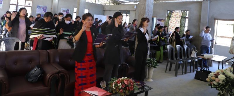 : Gender pledge undertaking by officials and participants during the gender campaign launch at Jakhama on November 25.
